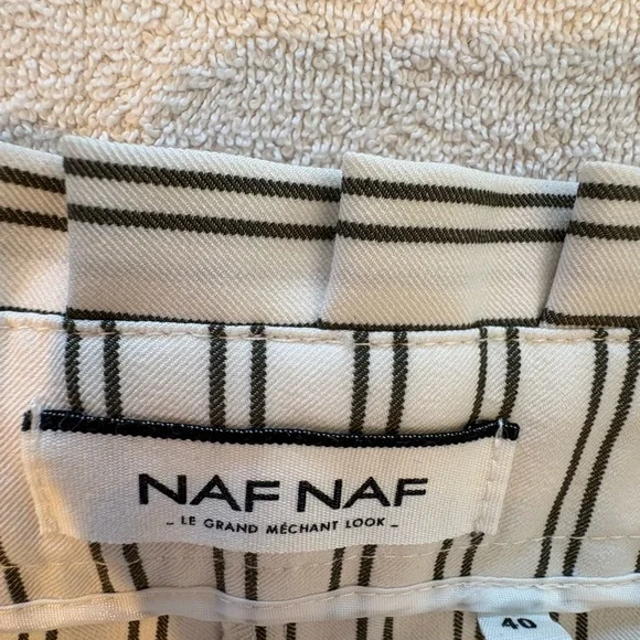 Naf Naf Striped Tie Waist Shorts EU 40 US 8 Nautical Preppy - Picture 5 of 10